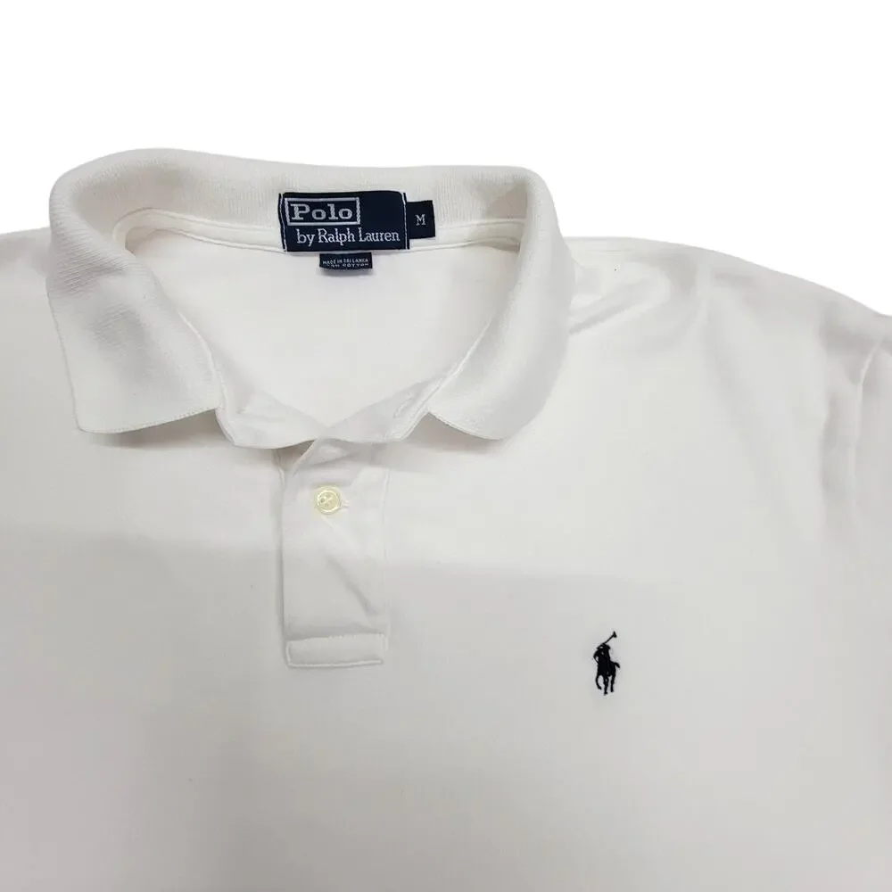 Polo Ralph Lauren Mens M Classic White Short Sleeve Cotton Pique Polo Shirt